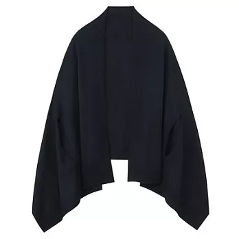 [MUJI無印良品]羊毛混蠶絲附袖口披肩深藍