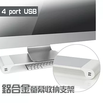 鋁合金筆電/螢幕通用USB 4 port收納支架(星空銀)