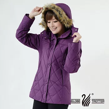 【遊遍天下】女款中長版JIS90%羽絨極暖防風防潑水菱格羽絨外套M深紫