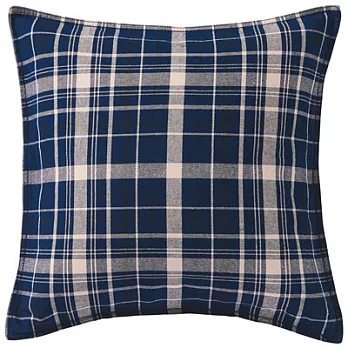 [MUJI無印良品]有機棉法蘭絨抱枕套/43/深藍格紋