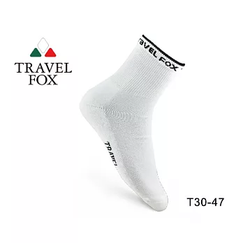 TRAVEL FOX 旅狐 純棉厚底毛巾運動襪[T30-47] 白藍