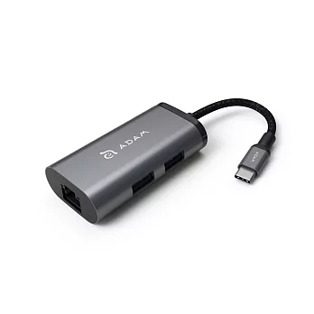 ADAM Hub eC301 USB 3.1 USB-C 3 port 多功能網路集線器灰