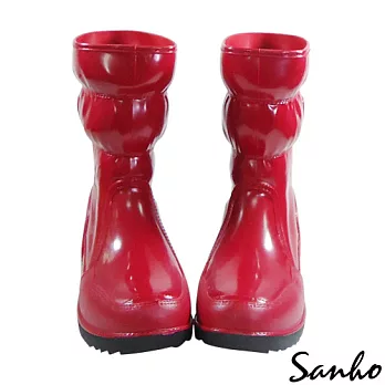 【Sanho】四季百搭長雨靴-紅9.5