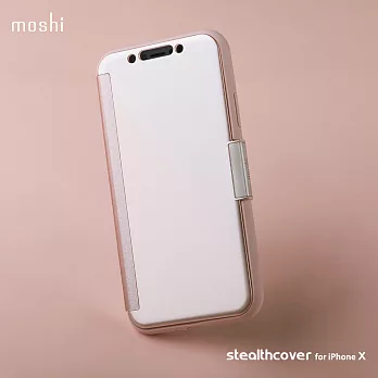 Moshi StealthCover for iPhone X 半透明側開保護殼粉