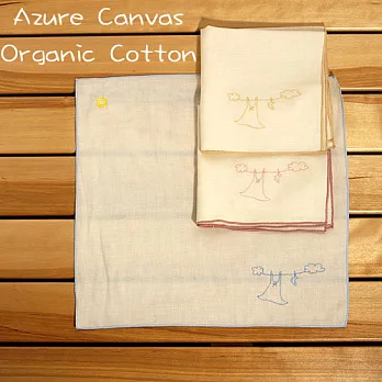 【Azure Canvas藍天畫布】100%有機棉紀念版 刺繡紗布手帕--粉紫色粉紫滾邊