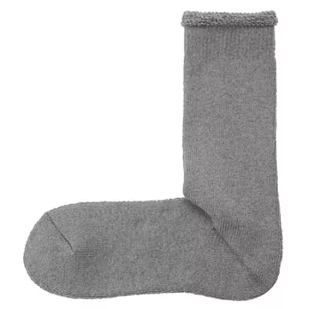 [MUJI無印良品]男有機棉混厚織圈絨直角襪灰色28~30cm