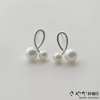 【Sayaka紗彌佳】純銀 甜美風格雙珍珠耳環-耳針式