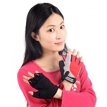 SNOW TRAVEL 防滑單車半指手套(四向彈性布料/紅色)_L