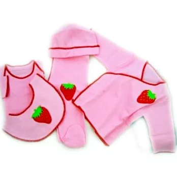 英國Beauty &Bib 新生兒五件組禮盒,粉色草莓系列-NPS