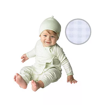 美國 Under The Nile 埃及有機棉 - 方格側扣有機棉套裝【藍色】- 無毒、柔軟、耐洗(適合 3 ~ 6 個月)