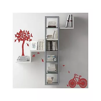 【ECO World 】進口壁貼-GPS-樹與腳踏車 (紅色款)