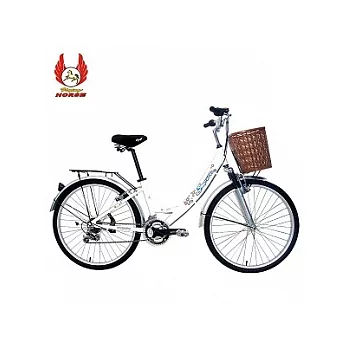《飛馬》26吋鋁合金18段變速前避震淑女車-純真白
