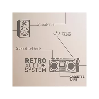 【Design W 創意壁貼】時尚家飾 Retro Cassette(灰色款)
