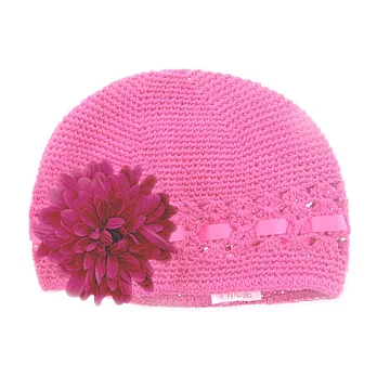 美國製Faigie手工花朵桃紅針織帽-嬰兒款