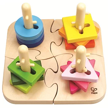 德國Hape愛傑卡 創意樁木幾何拼圖