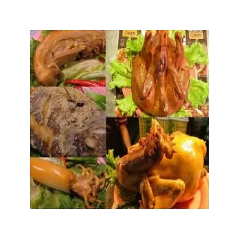 饕客【五牲禮盒(大)-糖燻公雞+燻鴨+豬肉+炸魚+燻小卷】