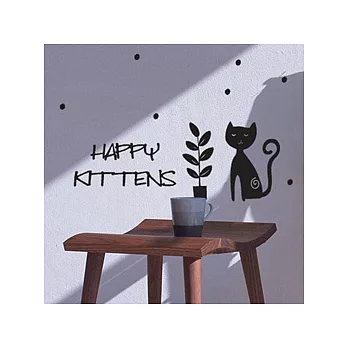 【Design W 壁貼】質優 Happy kitten(白色款)