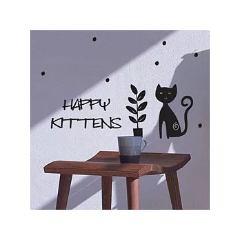 【Design W 壁貼】質優 Happy kitten(深咖啡色款)