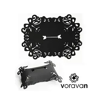 《VORAVAN 時尚藝術拼飾》 ─ 花蝴蝶面紙盒(魅力黑)