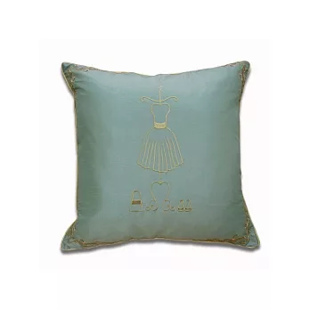 棉花田【安琪菈】刺繡抱枕-藍(二件組)