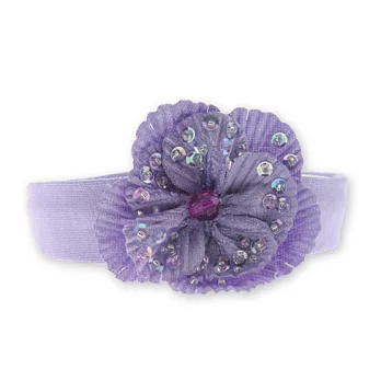 美國製Faigie手工花朵髮帶雙層亮片紫芙蓉花-嬰兒款
