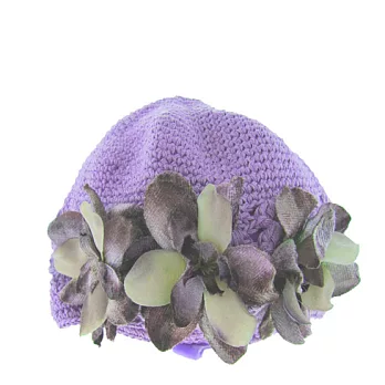 美國製Faigie手工花朵針織帽-紫花