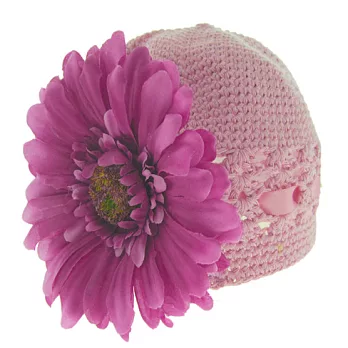 美國製Faigie手工花朵針織帽-淡紫太陽花