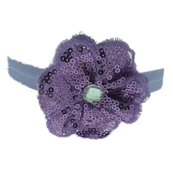 美國製Faigie手工花朵彈性髮帶-亮片紫花