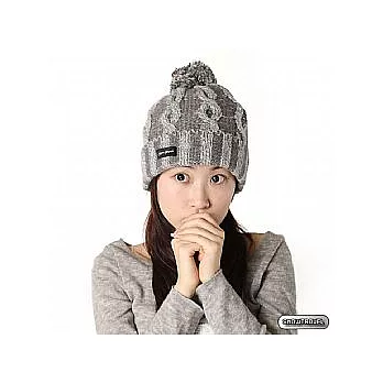 SNOWTRAVEL 圓球防風保暖羊毛帽(淺灰)