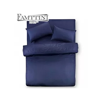 【Famttini-典藏原色】單人三件式精梳棉被套床包組-深藍