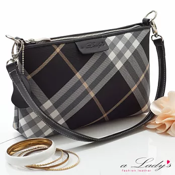 【a Lady ’s真皮】真皮美姬輕盈時尚肩背包(黑金)