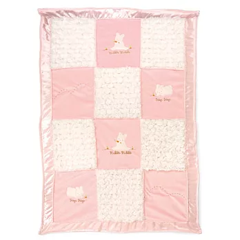 美國Bunnies By The Bay海灣兔,粉小兔棋盤推車毯/安撫巾,Hop & Nibble Stroller Blanket!