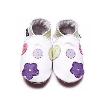 英國製Inch Blue -手工鞋學步鞋禮盒-Buttons-White-Lila(18~24M)