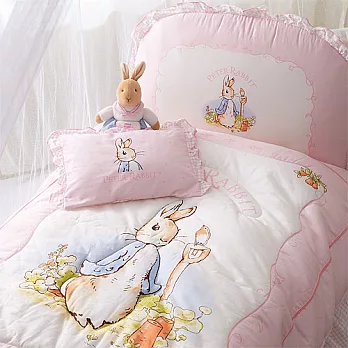 比得兔粉彩格紋-6件式床組(L)粉紅