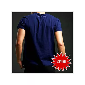 ELLE HOMME 男性V領短袖衫《超值2件組》藍色_XL