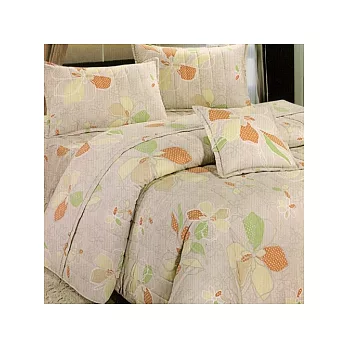 GALATEA《隨筆彩花-米》台灣製造加大五件式鋪棉床罩組