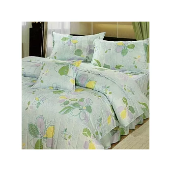 GALATEA《隨筆彩花-綠》台灣製造加大五件式鋪棉床罩組