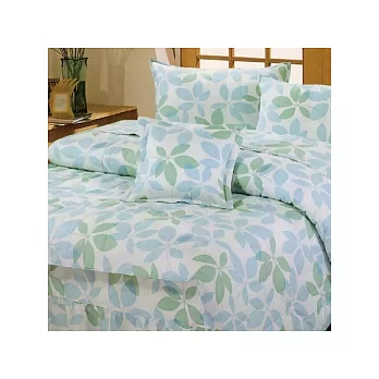 GALATEA《彩葉翩翩-藍》台灣製造加大五件式鋪棉床罩組