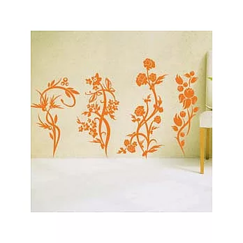 Art STICKER壁貼 。 4 flowers (F022-橘色)