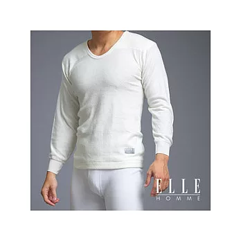 ELLE HOMME 衛生衣系列~ 保暖又舒適。羊毛V領長袖衫(白色)_M