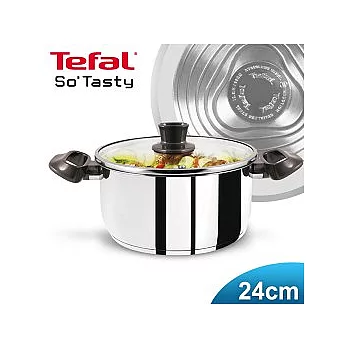 【Tefal】法國特福享味不鏽鋼系列24CM雙耳湯鍋 (含蓋)