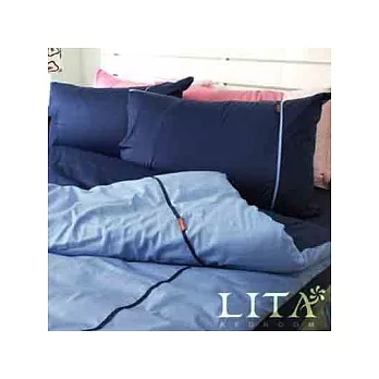 LITA麗塔【繽紛玩色-海洋】雙人四件式純棉薄被套床包組