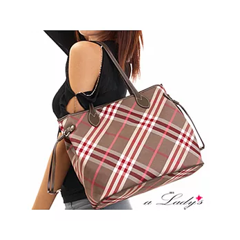 【a Lady ’s真皮】牛皮抽繩雙款拉鍊托特包(紅咖)