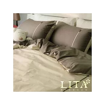 LITA麗塔【繽紛玩色-瑪奇朵】雙人四件式純棉薄被套床包組