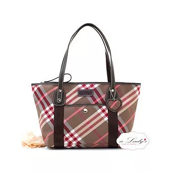 【a Lady ’s真皮】真皮魅麗愛心三隔層肩背托特包(紅咖)