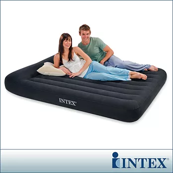 INTEX《舒適型》雙人加大植絨充氣床墊(寬152cm)-有頭枕