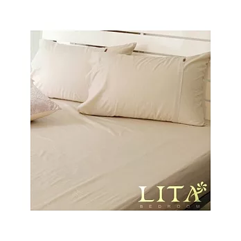 LITA麗塔【玩色-卡其】特大三件純棉薄床包枕套組