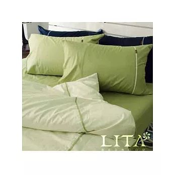 LITA麗塔(繽紛玩色－抹茶)特大四件式純棉兩用被床包組