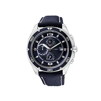 CITIZEN 潮流原點光三環時尚腕錶(藍)