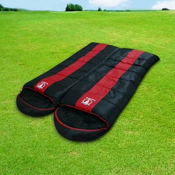 【APC】秋冬可拼接全開式睡袋(雙層七孔棉)-紅黑色(2入)